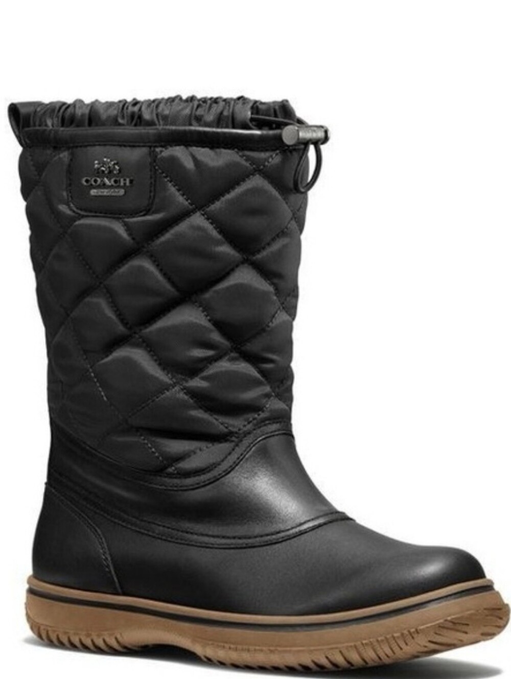 New Coach Samara Black Quilted Pull-On Boot Cold Winter Weather Boots